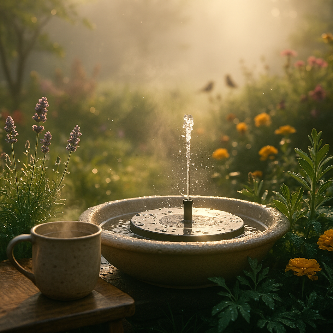 Solar Gartenbrunnen Fontäne – Solarbetrieb – Outdoor Wasserspiel