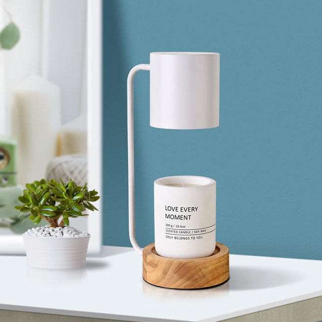 Kerzenwärmer Lampe - Japanisch Minimalistisch - Holz Basis LED Duftlampe