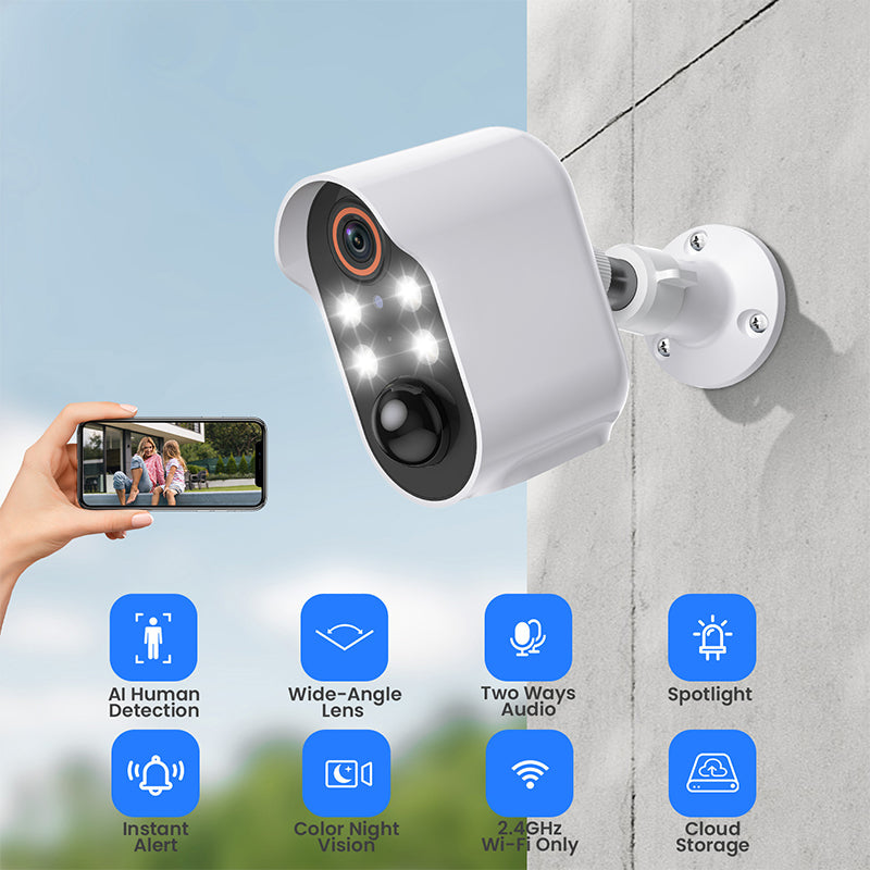 Wi-Fi Sicherheitskamera mit Bewegungserkennung – Mit LED-Beleuchtung – Für Überwachung zu Hause