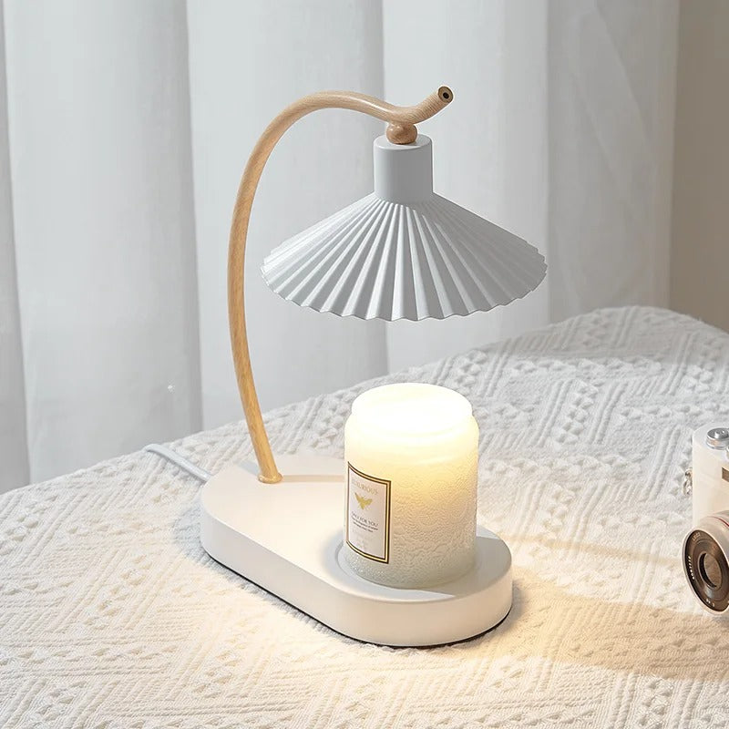 Kerzenwärmer Lampe – Holz Design – Dimmbare Tischlampe Wohnraum