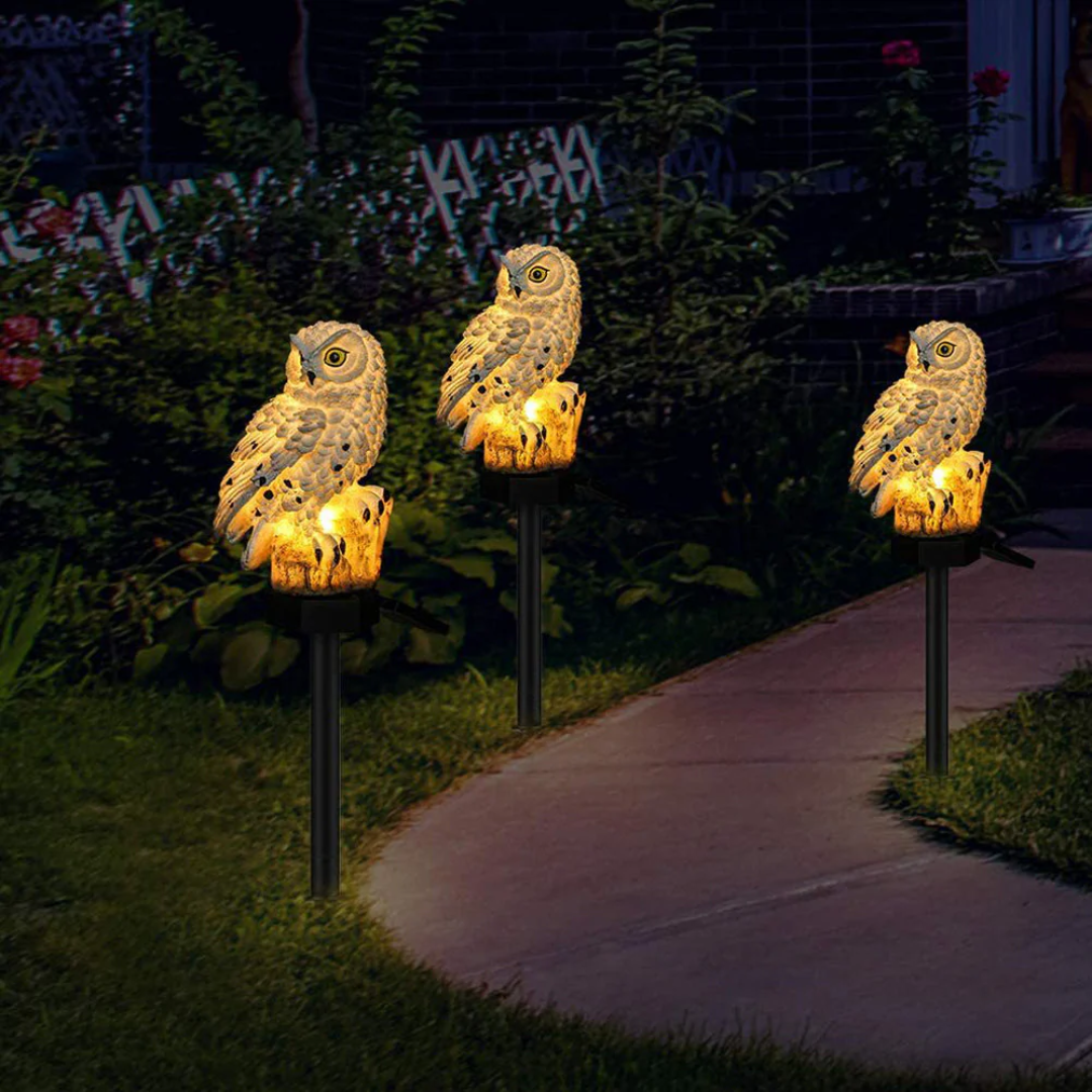 Gartenleuchte Eule – Beleuchtete Tierfigur – Für Garten & Außenbereich