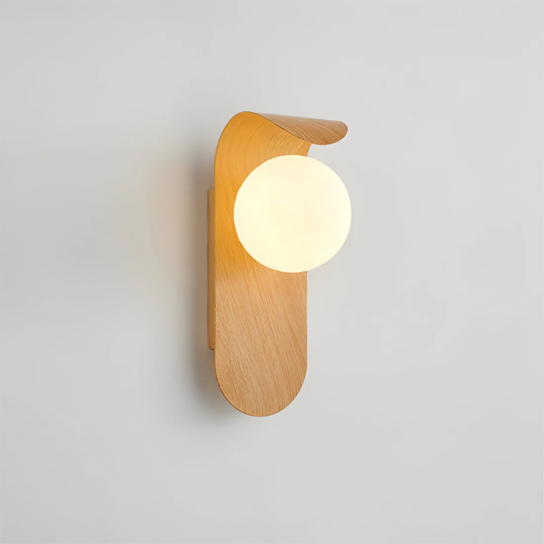 Wandleuchte Holz – Glas Kugel – Skandinavisch Wandlampe Innenbereich