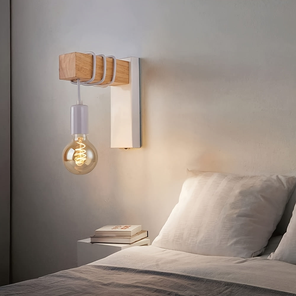 Wandleuchte Holz Metall - Industrial Design - E27 Fassung - Innenbereich Beleuchtung