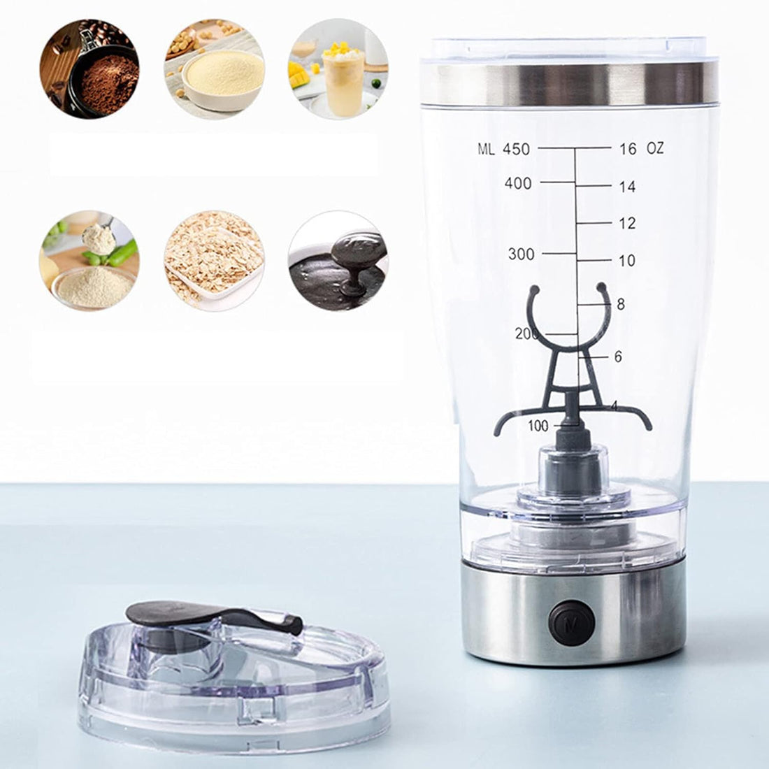 Protein Shaker – Mit Rührmechanismus – Für Smoothies und Proteinshakes – 450 ml