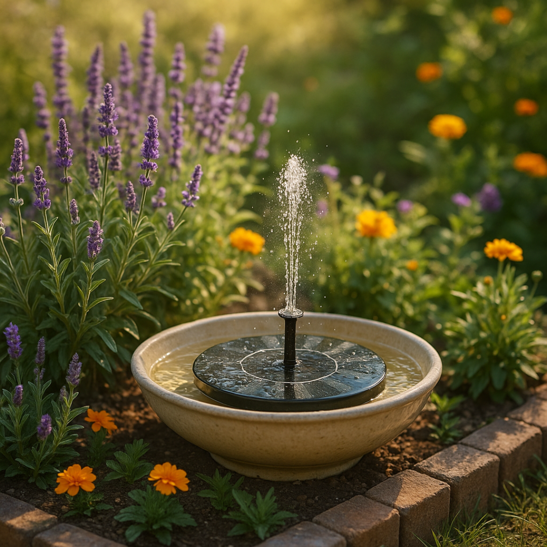 Solar Gartenbrunnen Fontäne – Solarbetrieb – Outdoor Wasserspiel