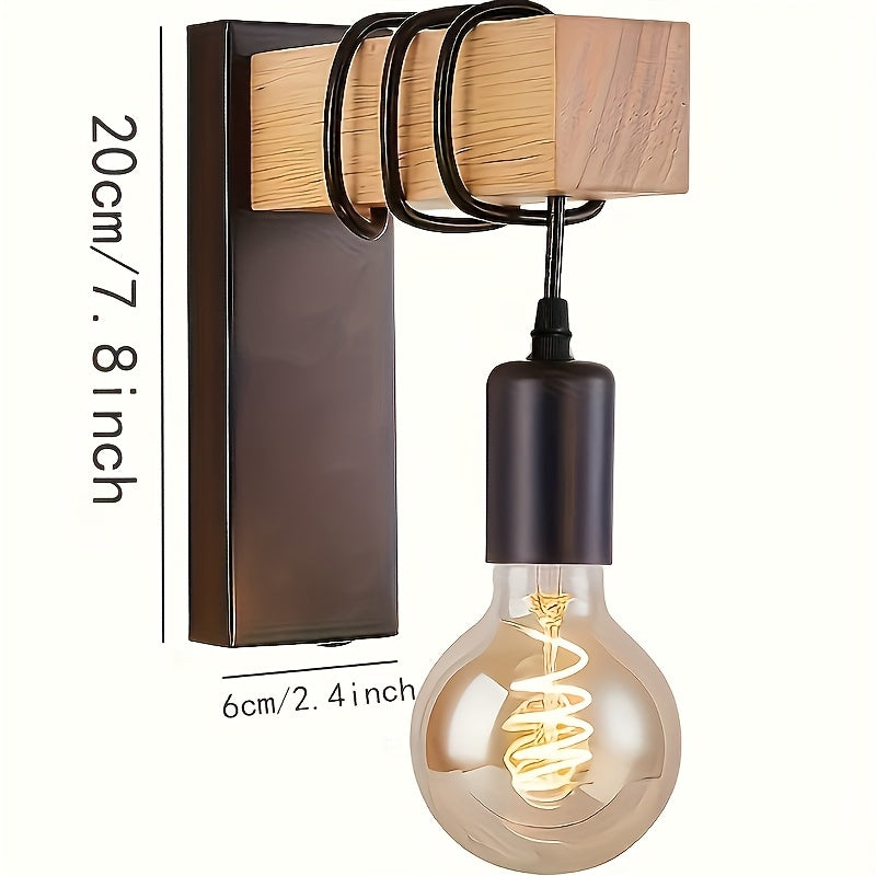 Wandleuchte Holz Metall - Industrial Design - E27 Fassung - Innenbereich Beleuchtung