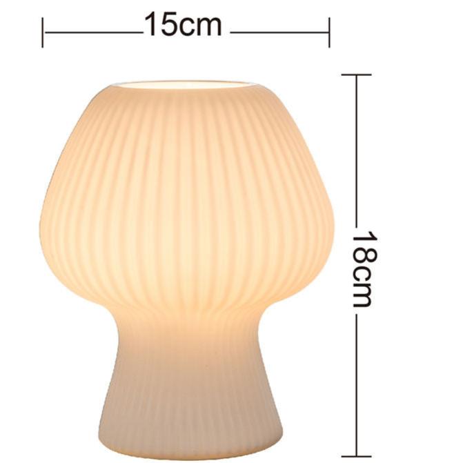 Tischlampe Glas Pilz – Ribbed Design – Nachtlampe Schlafzimmer