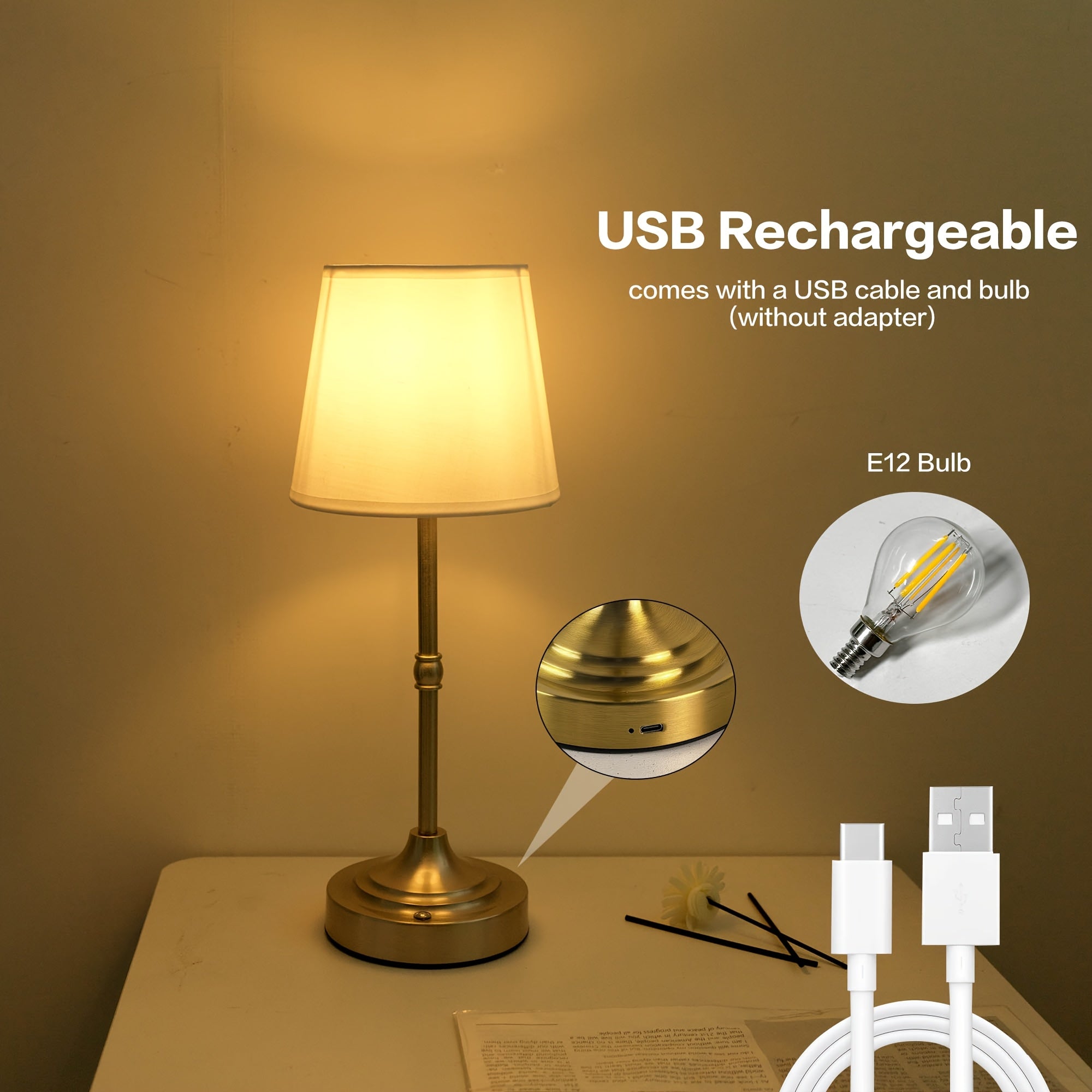 Tischlampe Akku – dimmbar – kabellos – LED – für Wohnbereich Schlafzimmer