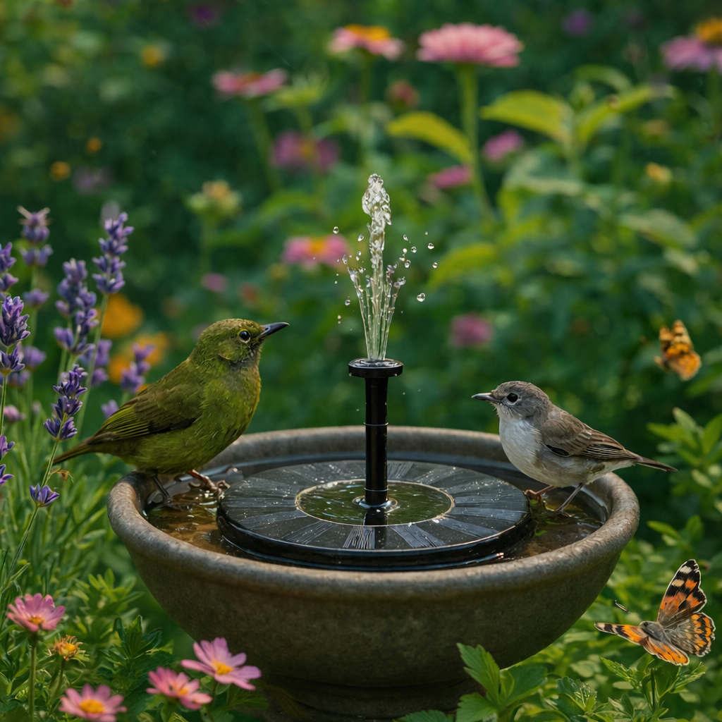 Solar Gartenbrunnen Fontäne – Solarbetrieb – Outdoor Wasserspiel