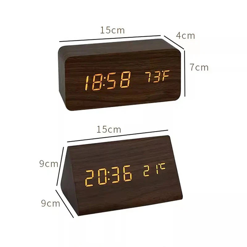 LED Wecker Holzoptik – Temperaturanzeige – Für Schlafzimmer & Büro