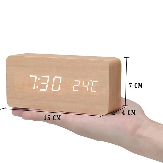 LED Wecker Holzoptik – Temperaturanzeige – Für Schlafzimmer & Büro