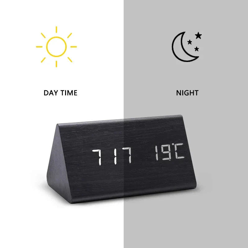 LED Wecker Holzoptik – Temperaturanzeige – Für Schlafzimmer & Büro