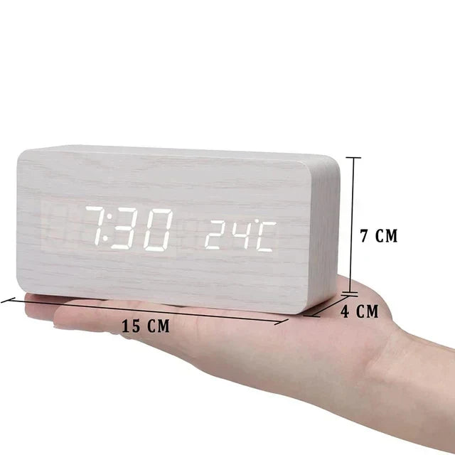 LED Wecker Holzoptik – Temperaturanzeige – Für Schlafzimmer & Büro