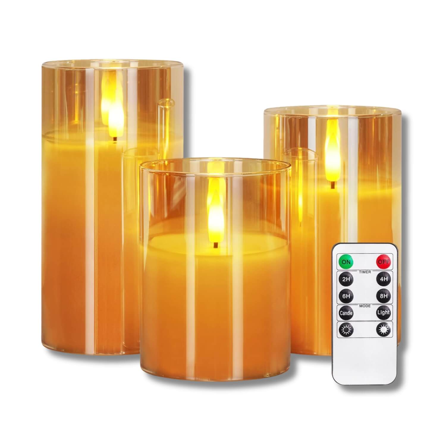 LED Kerzen Set Echtwachs - Flammenlose Kerzen 3er Set Timer Fernbedienung