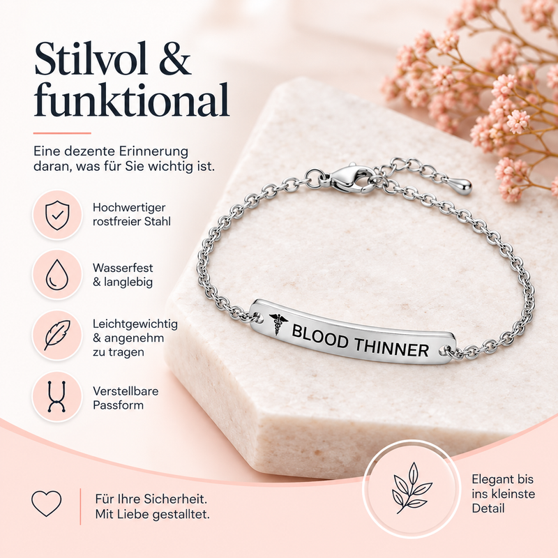 Luvikar Blood Thinner Armband – goldfarben für medizinische Sicherheit im Alltag