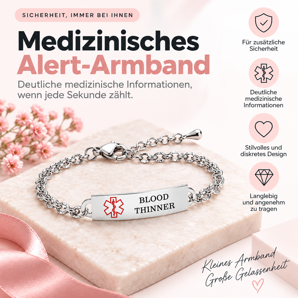 Luvikar Medical Alert Armband für Damen – verstellbar und personalisierbar