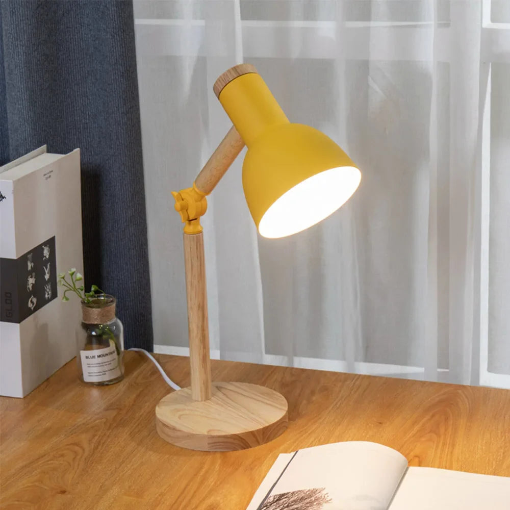 Tischlampe Holz – verstellbarer Lampenkopf – für Schreibtisch Lesen