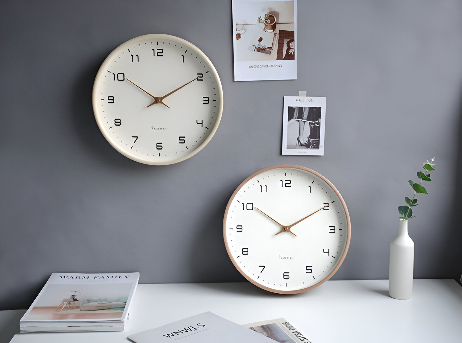Wanduhr Holzrahmen – Große Zahlen – Für Wohnzimmer & Büro