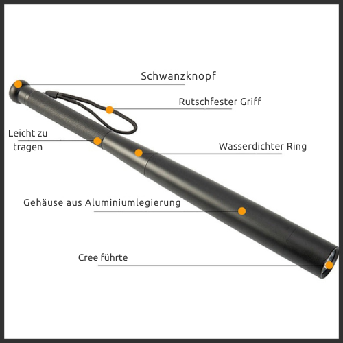 Aluminium Hammer – LED-Taschenlampe – rutschfester Griff – für Notfälle