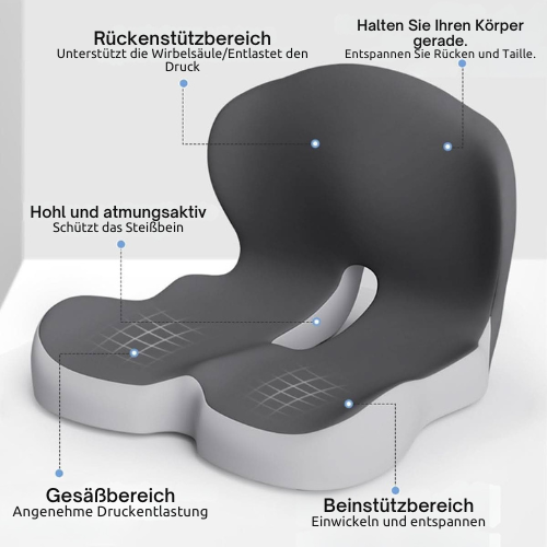 Ergonomisches Sitzkissen – Memory Foam – rutschfest – für Rückenstütze