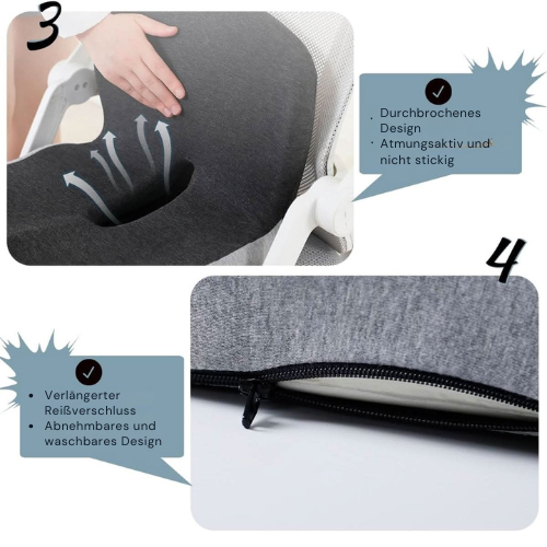 Ergonomisches Sitzkissen – Memory Foam – rutschfest – für Rückenstütze