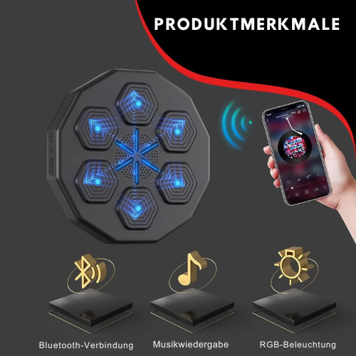 Interaktives Box-Trainingsgerät – Mit LED-Anzeigen – Für Fitness und Reaktionsgeschwindigkeit – Mit Boxhandschuhen