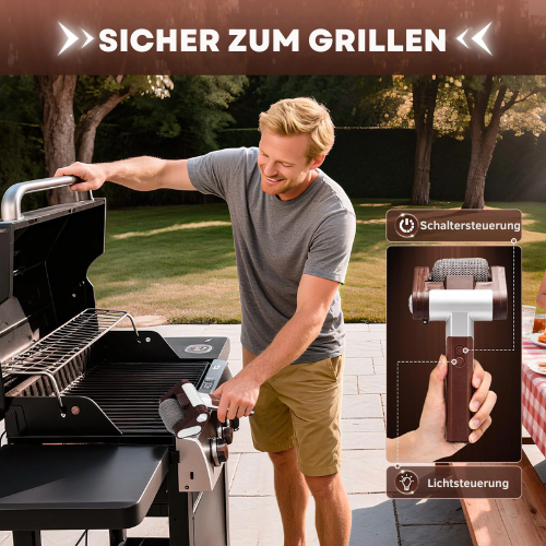 Elektrische Grillbürste mit LED – Edelstahlbürsten – Für Schnelles und Effizientes Grillen Reinigen