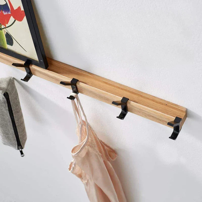 Wandgarderobe Holz – Metall Haken – Verstellbar für Flur