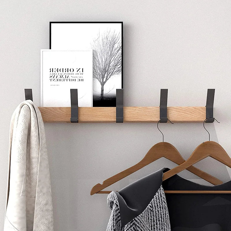 Wandgarderobe Holz – Metall Haken – Verstellbar für Flur