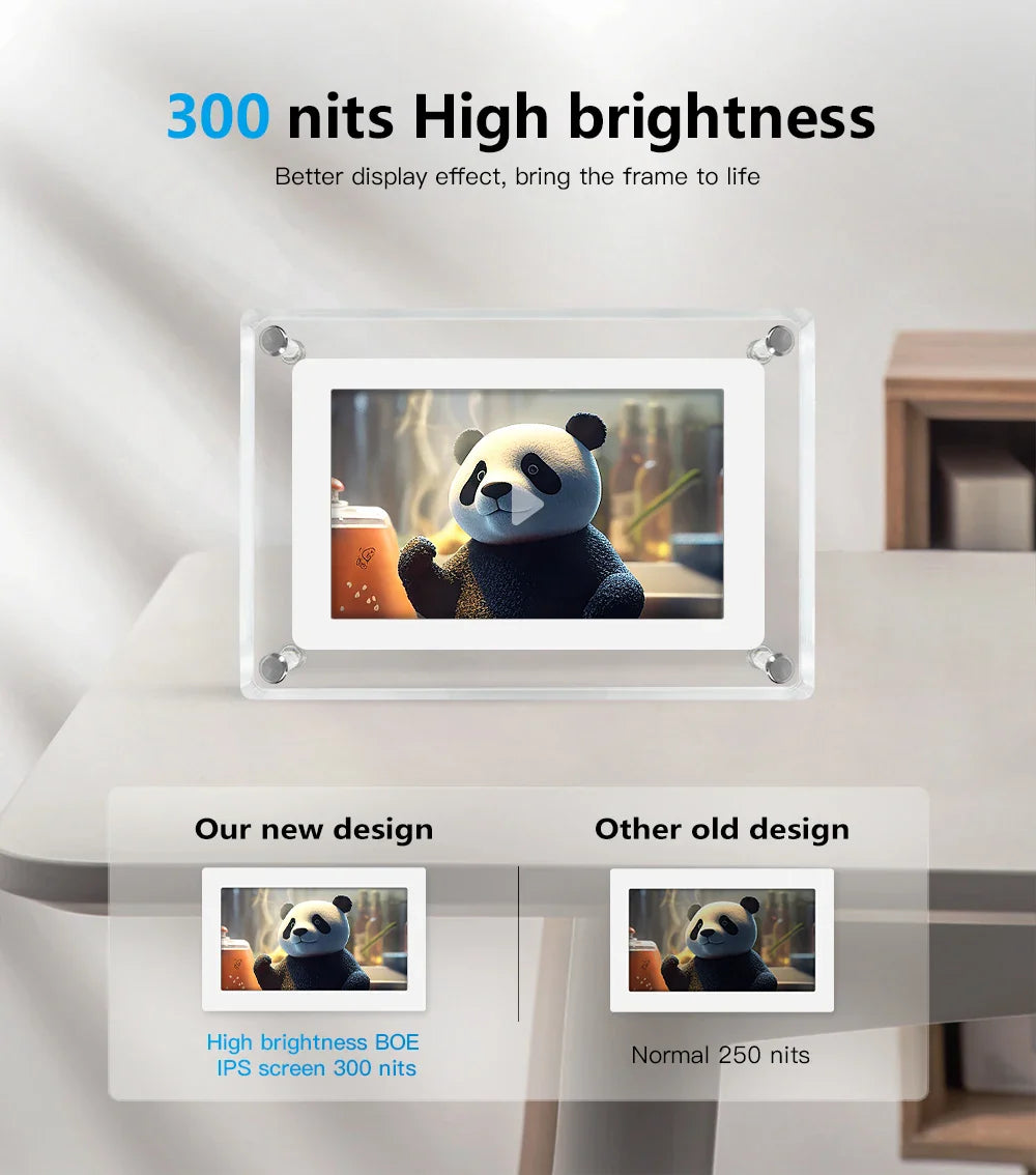 Digitale fotolijst acryl – IPS-display – draagbare accu