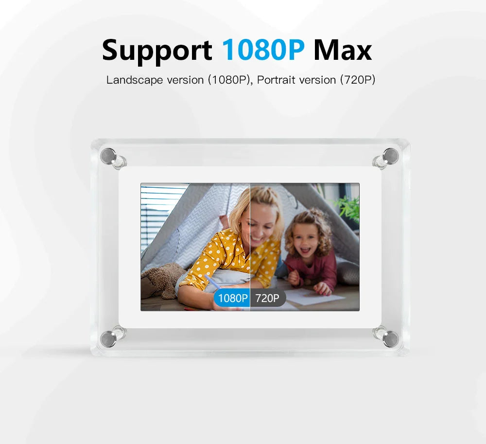 Digitale fotolijst acryl – IPS-display – draagbare accu
