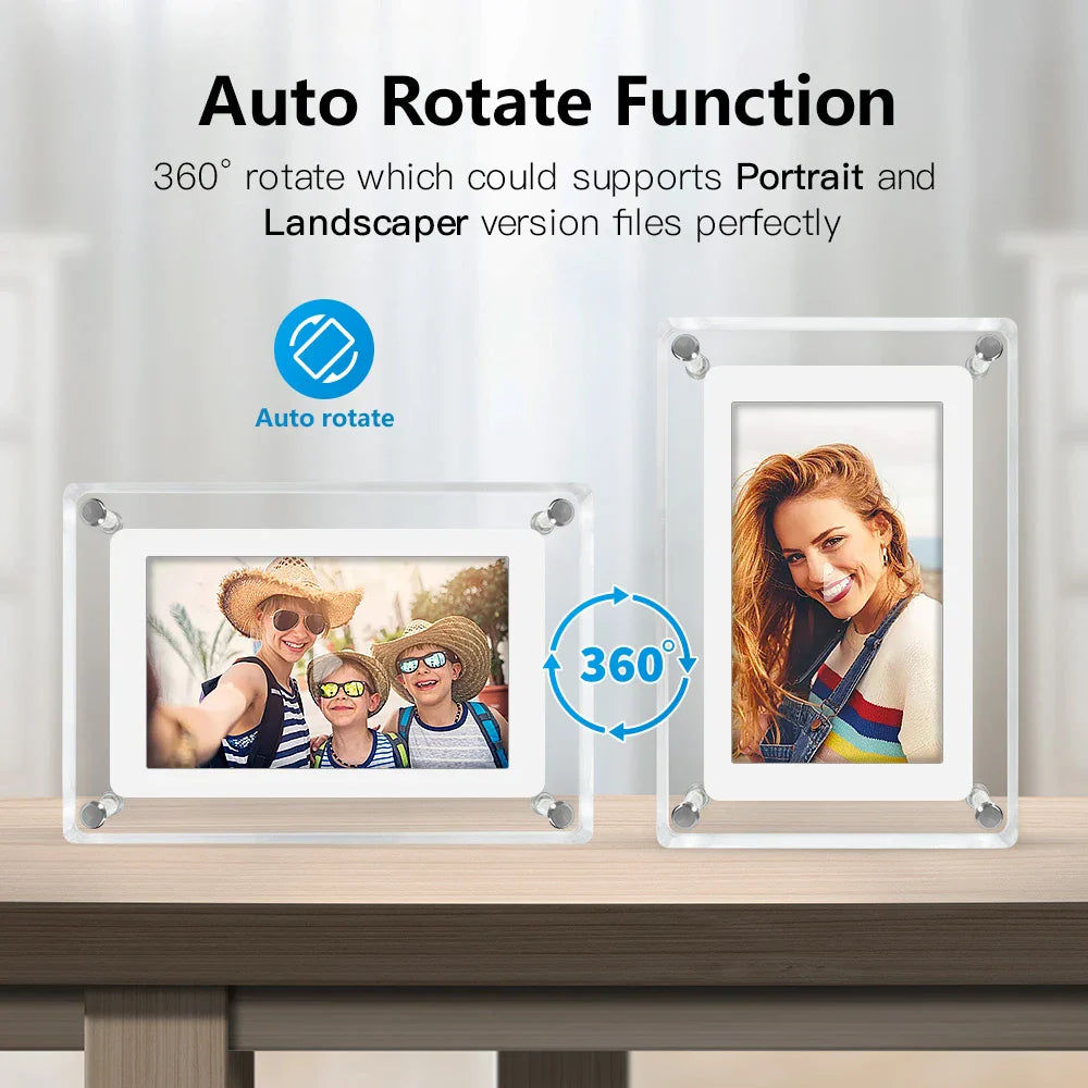 Digitale fotolijst acryl – IPS-display – draagbare accu