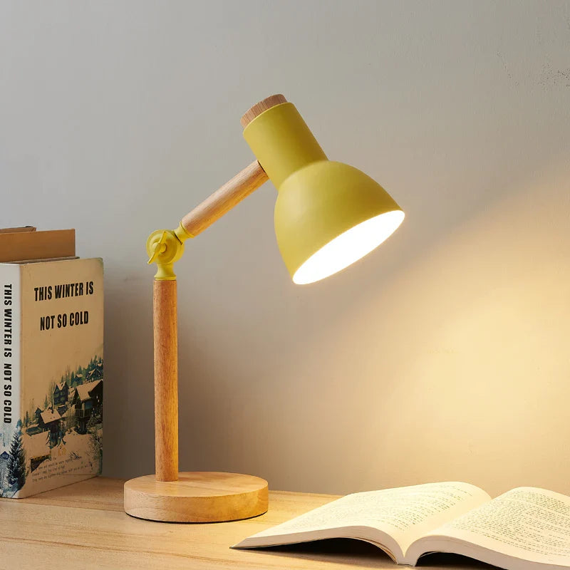 Tischlampe Holz – verstellbarer Lampenkopf – für Schreibtisch Lesen