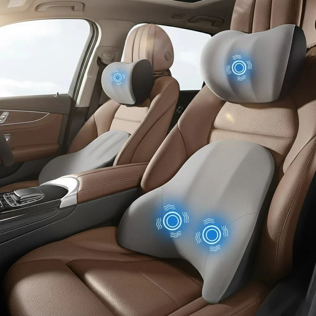 Nacken- und Lendenstütze – Mit Massagefunktion – Für Auto und Büro