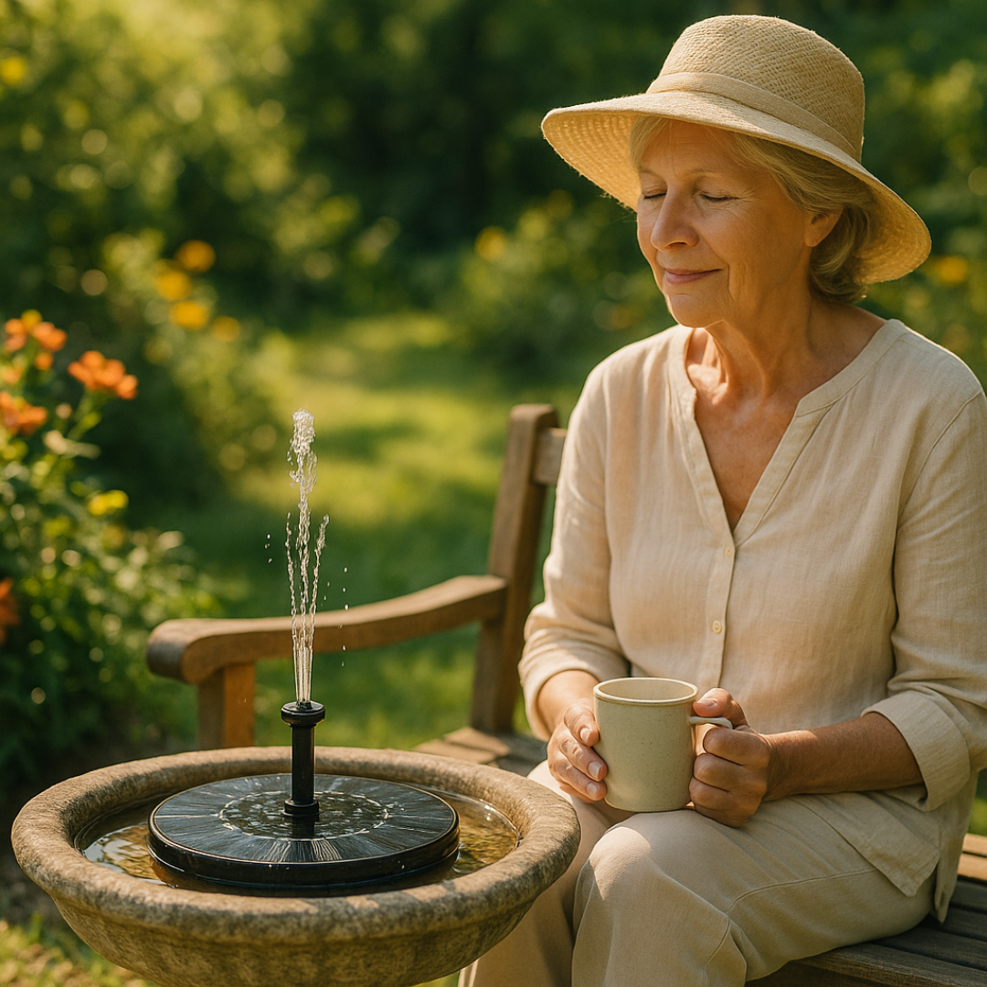Solar Gartenbrunnen Fontäne – Solarbetrieb – Outdoor Wasserspiel
