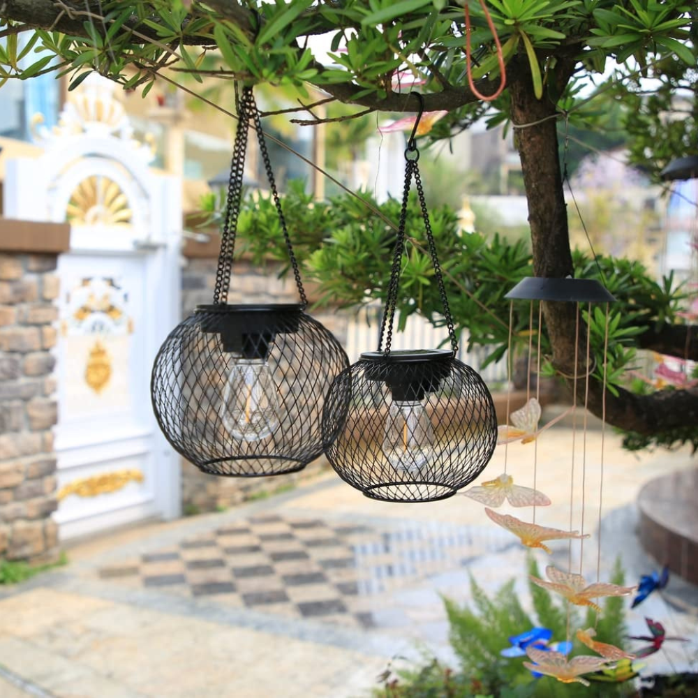 Solar Lichterkette Außen - LED Garten Laterne - Warmweiß IP65 - Hängelampe