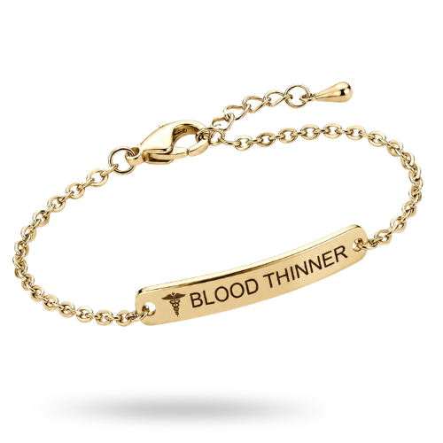 Luvikar Blood Thinner Armband – goldfarben für medizinische Sicherheit im Alltag