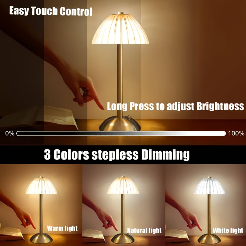Tischlampe Gold – Glas Schirm – LED Lampe Wohnbereich