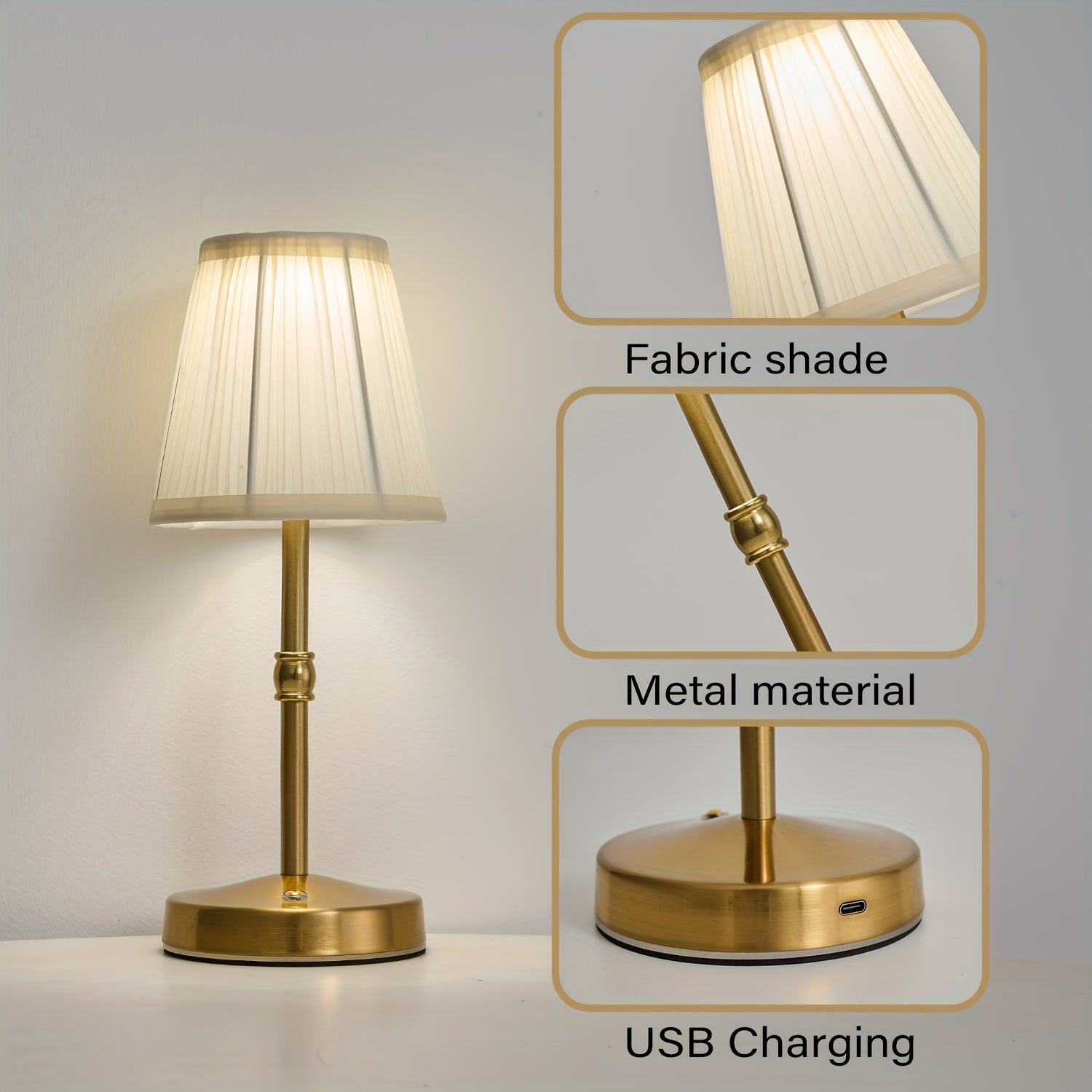 Tischlampe kabellos – antik Messing Finish – Touch dimmbar – Innenbereich Beleuchtung