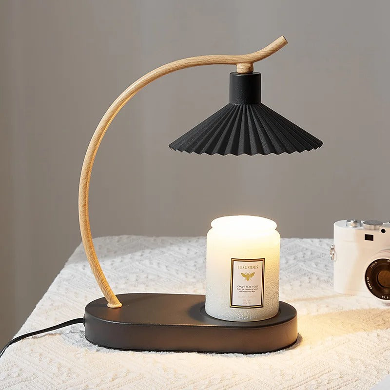 Kerzenwärmer Lampe – Holz Design – Dimmbare Tischlampe Wohnraum