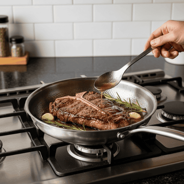 Edelstahl Bratpfanne – Antihaftbeschichtung – Für gleichmäßiges Braten – Für die Küche