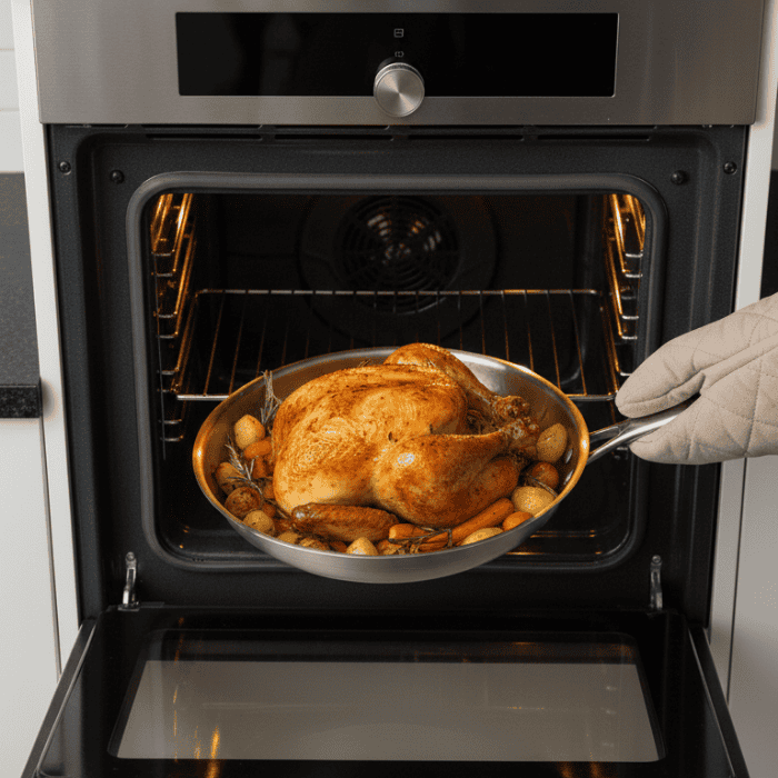 Edelstahl Bratpfanne – Antihaftbeschichtung – Für gleichmäßiges Braten – Für die Küche