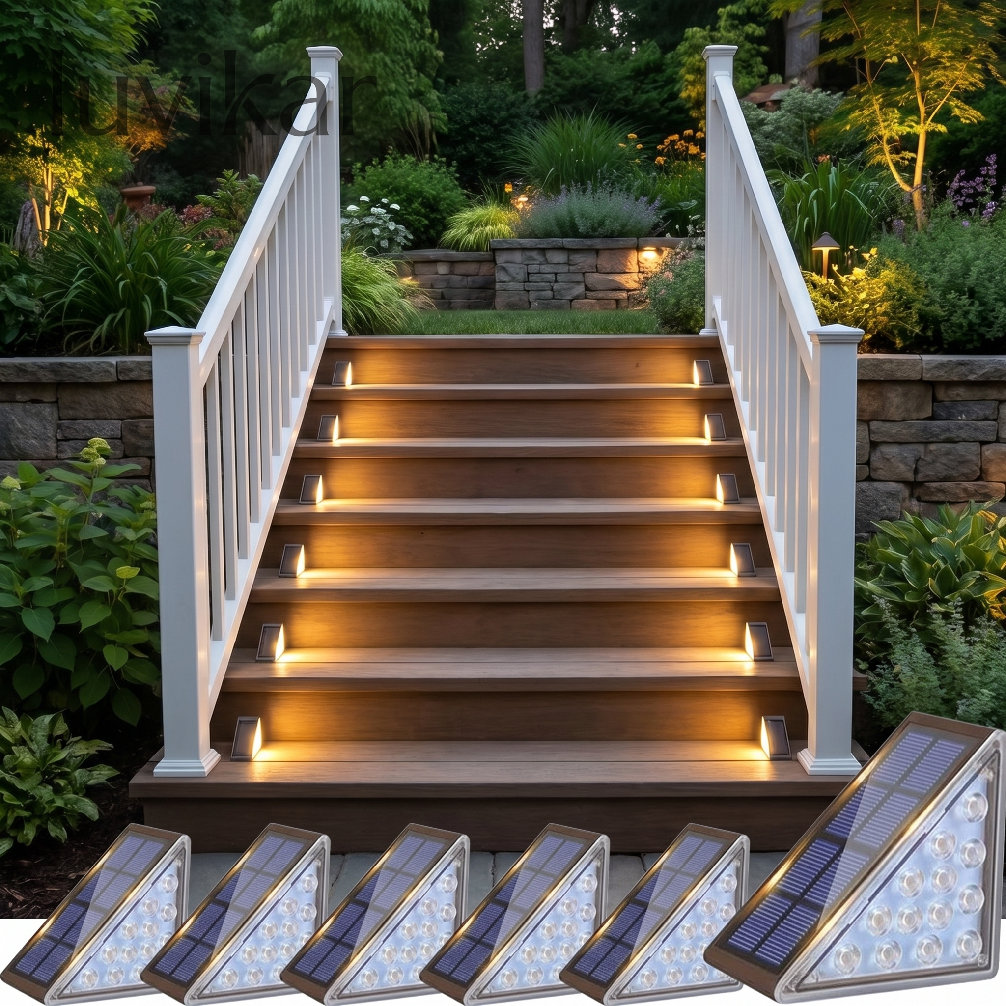 Solar-Treppenbeleuchtung IP67 – Drahtlos – Für Treppe und Gartenweg