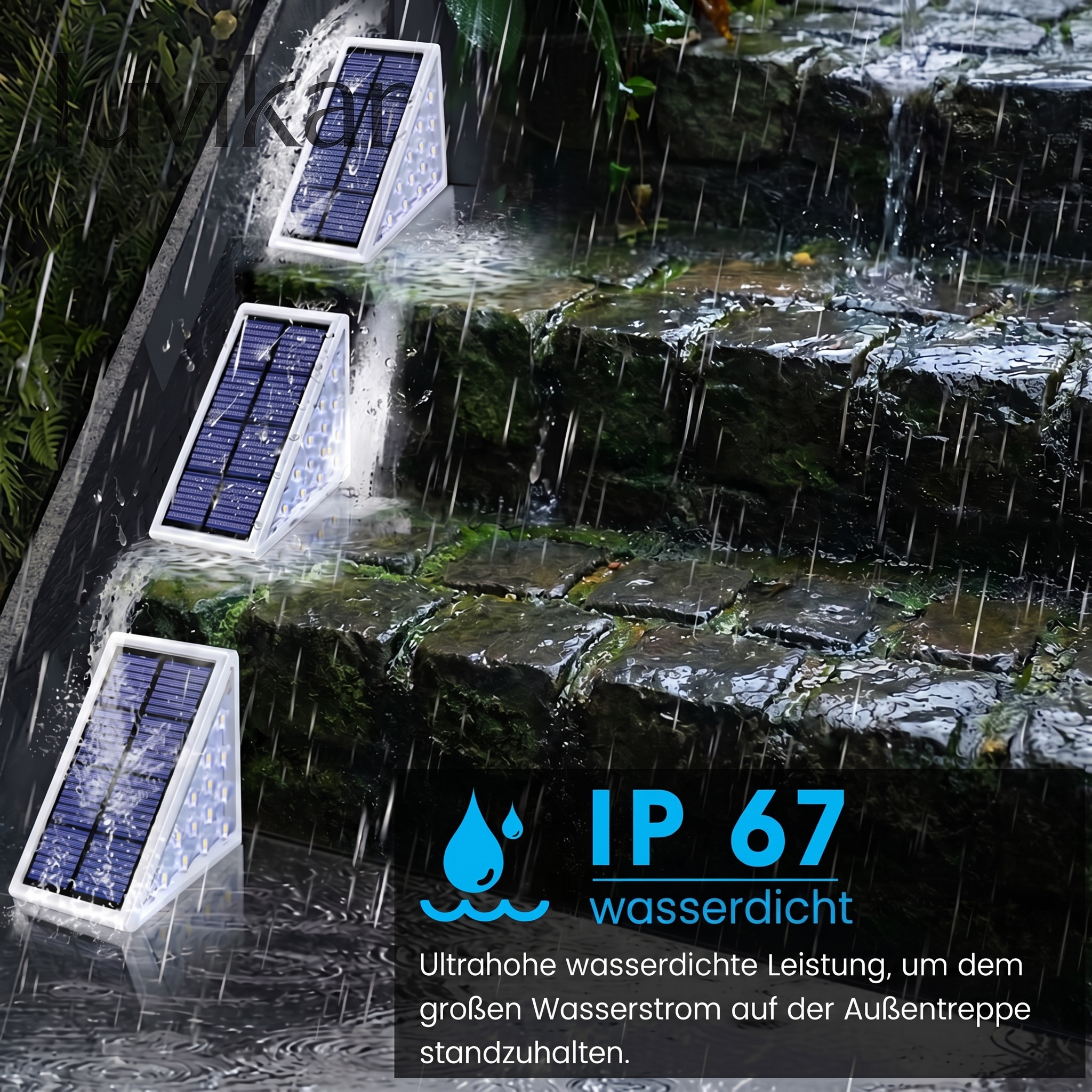 Solar-Treppenbeleuchtung IP67 – Drahtlos – Für Treppe und Gartenweg