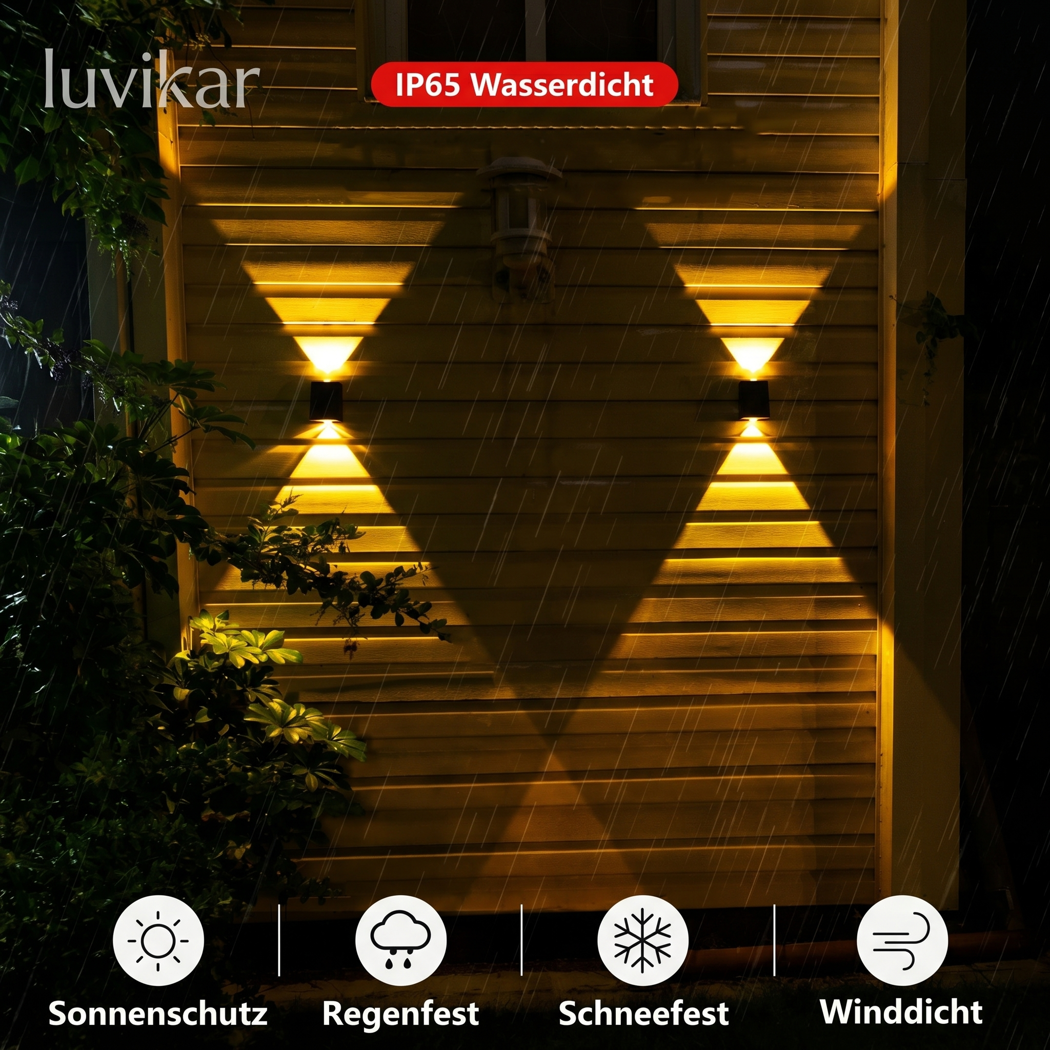 Solar Wandleuchte LED – Kabellos – IP65 Wasserdicht – Für Gartenbeleuchtung