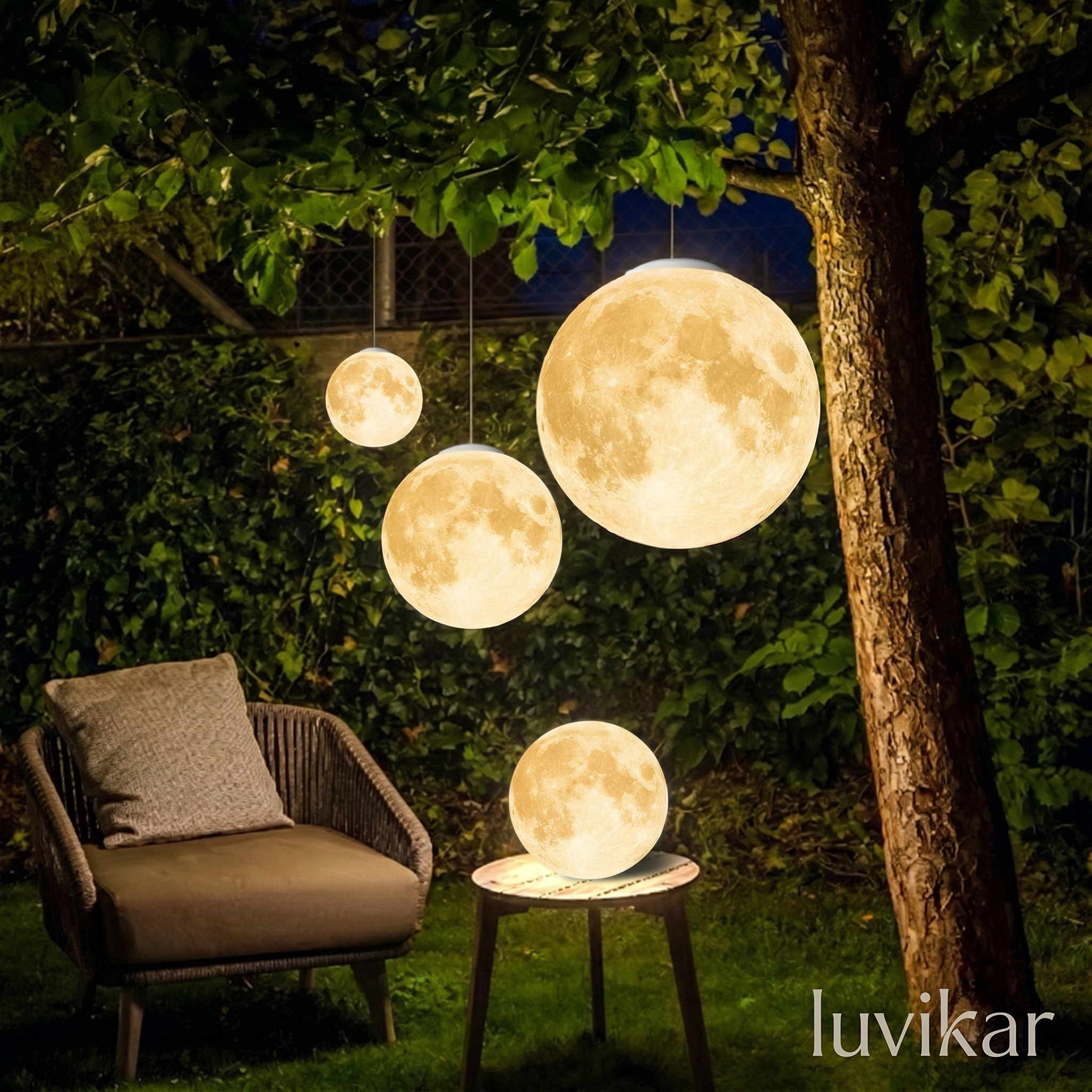 Mond-Gartenleuchte – wetterfest & USB-aufladbar – für Terrasse & Wegbeleuchtung