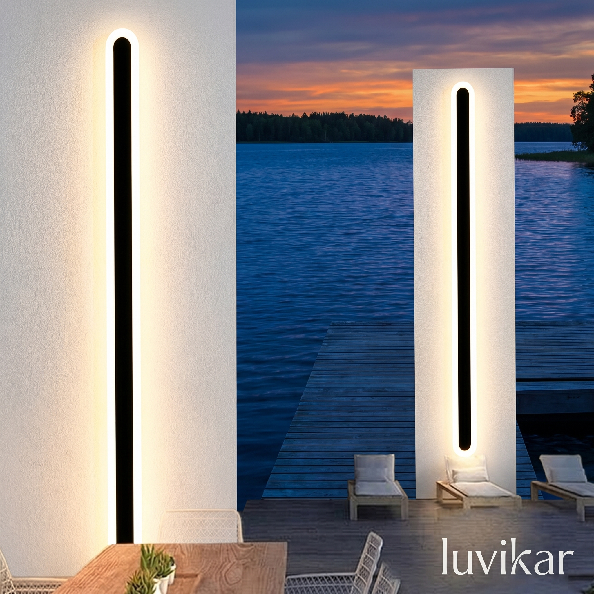 Moderne lange LED Wandlampe – IP65 & schlank – für Fassade & Terrasse