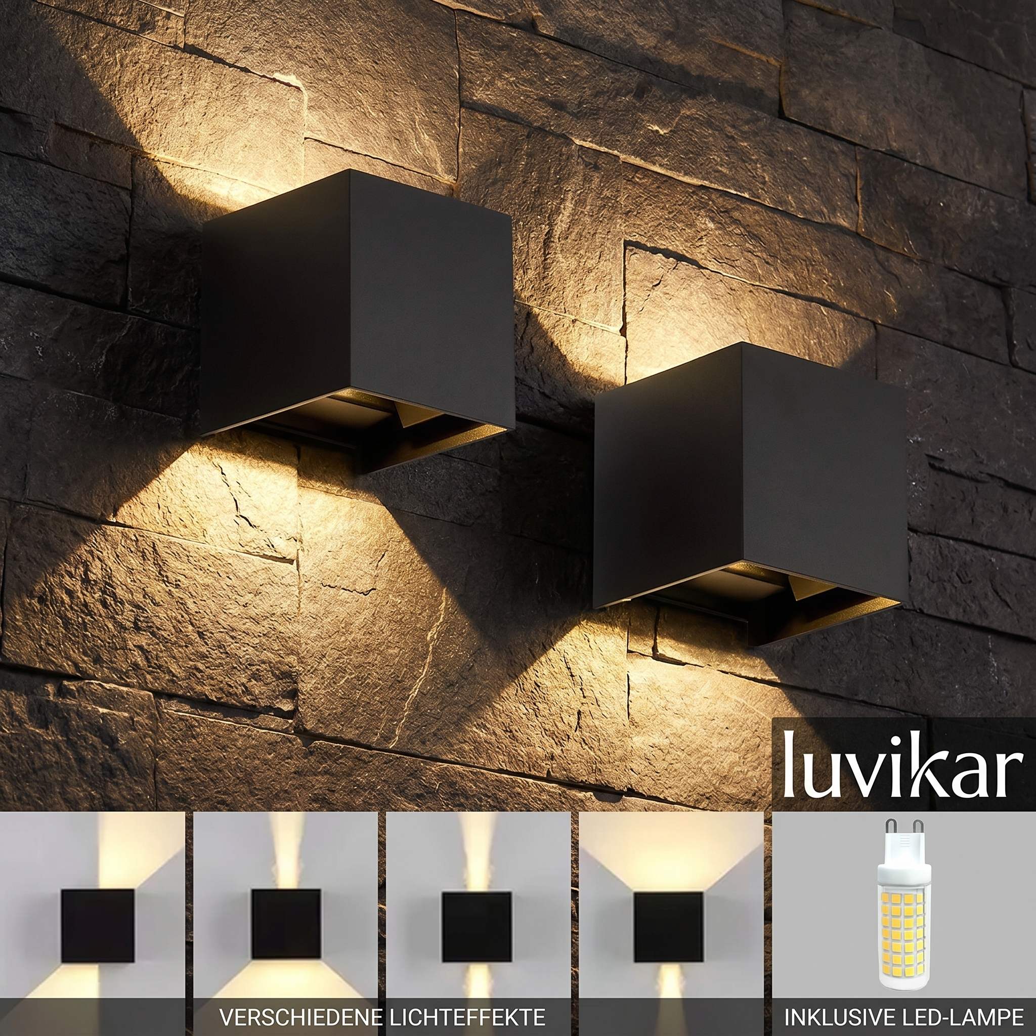 Cubelights Cube LED Wandleuchte – Up/Down & dimmbar – für Innen & Außen