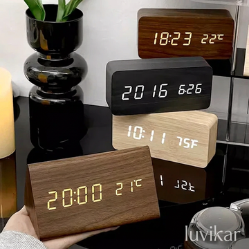 LED Wecker Holzoptik – Temperaturanzeige – Für Schlafzimmer & Büro