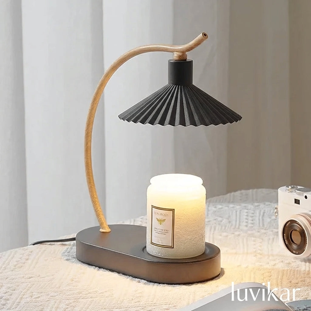 Kerzenwärmer Lampe – Holz Design – Dimmbare Tischlampe Wohnraum